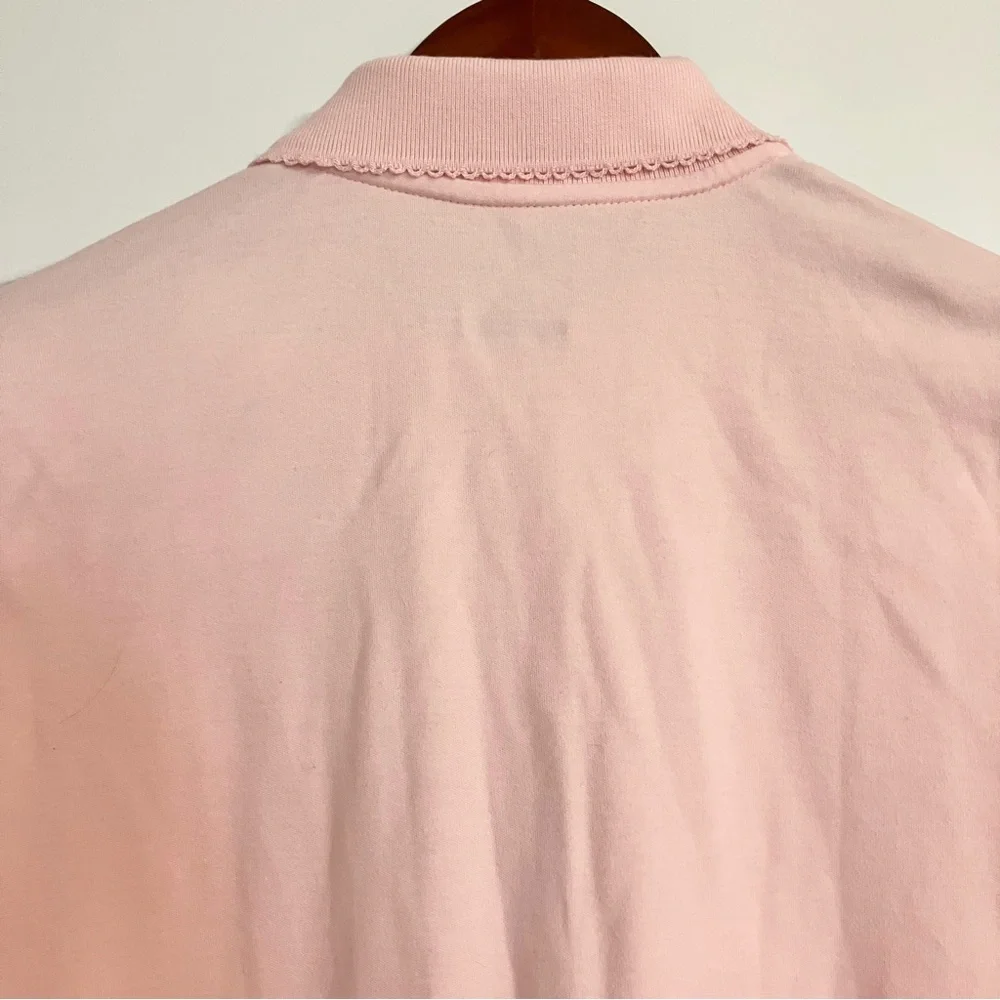 French Toast‎ pink long sleeve polo shirt scalloped collar & buttons. Size 14/16